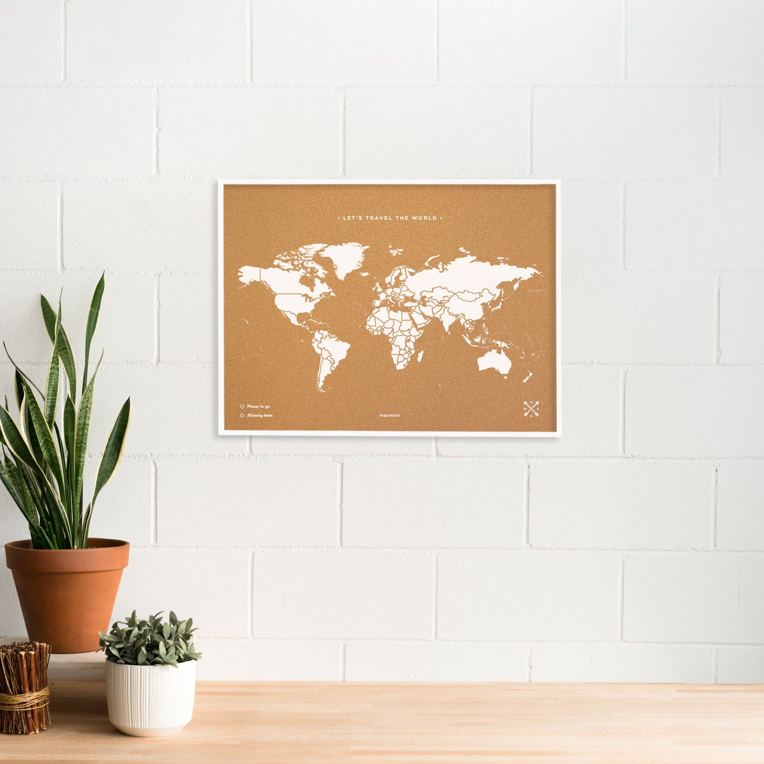 Mapamundi corcho - Woody Map Natural World - Misswood