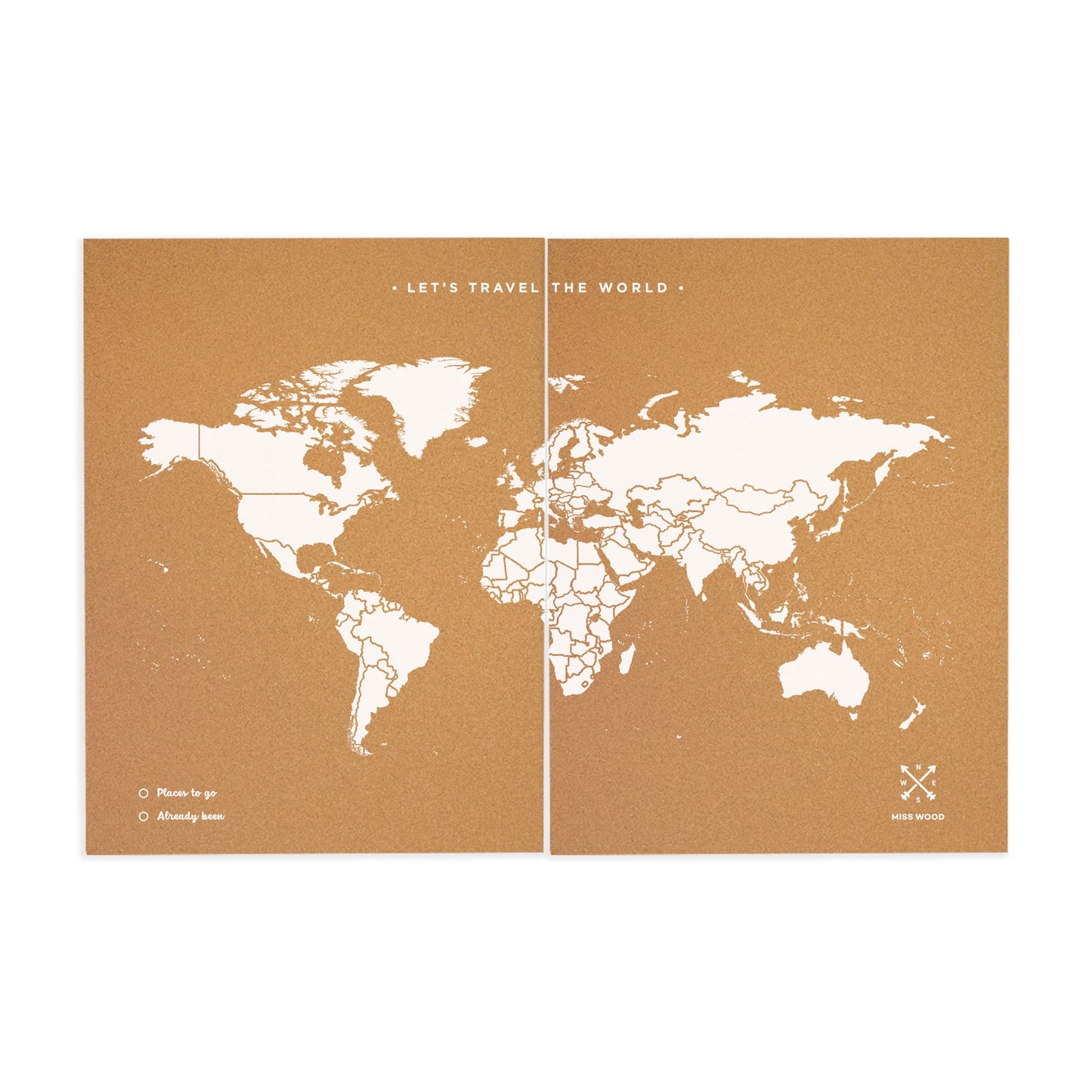 Mapamundi corcho - Woody Map Natural World Blanco - Misswood