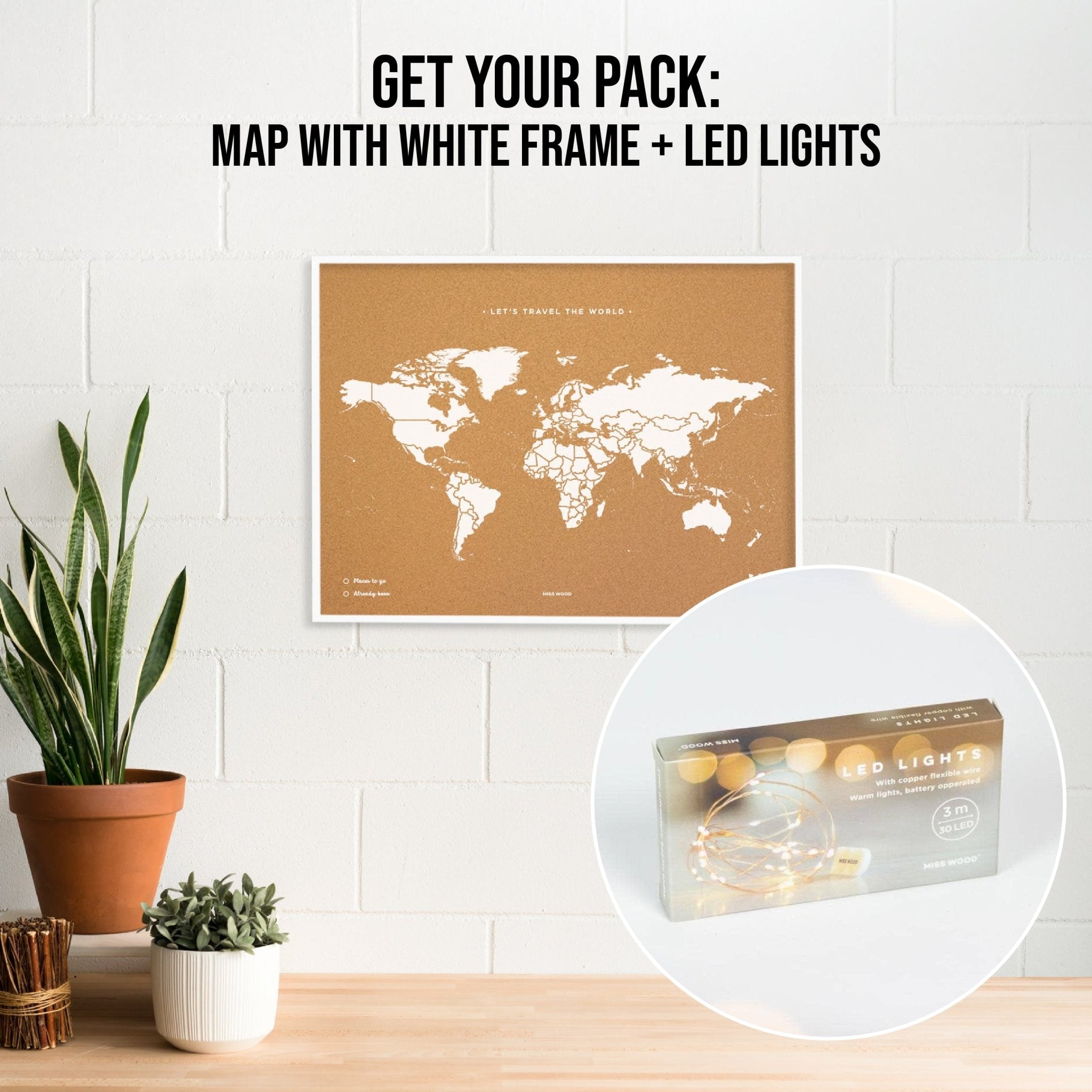 Pack Mapamundi + luces LED - Misswood