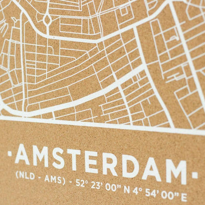 Mapa de corcho - Woody Map Natural Amsterdam - Misswood