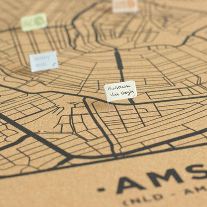 Mapa de corcho - Woody Map Natural Amsterdam - Misswood
