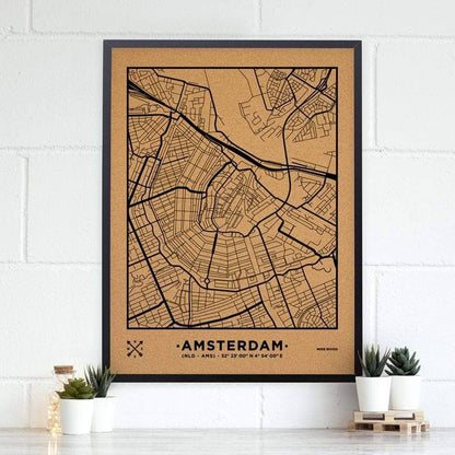 Mapa de corcho - Woody Map Natural Amsterdam - Misswood