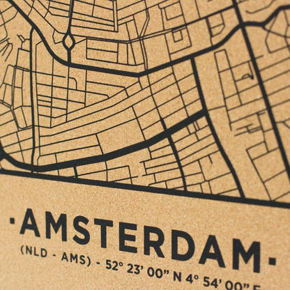 Mapa de corcho - Woody Map Natural Amsterdam - Misswood