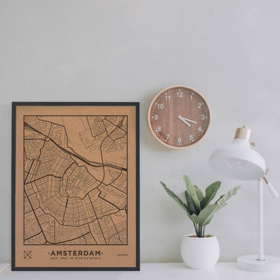 Mapa de corcho - Woody Map Natural Amsterdam - Misswood