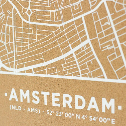 Mapa de corcho - Woody Map Natural Amsterdam - Misswood
