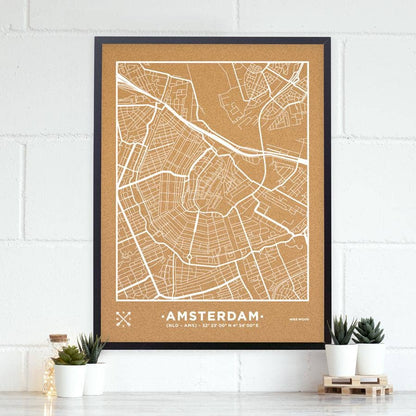 Mapa de corcho - Woody Map Natural Amsterdam - Misswood