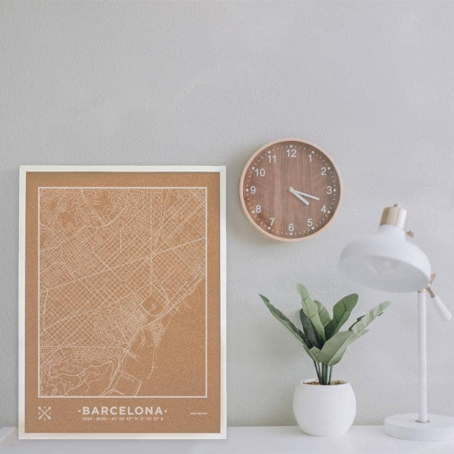 Mapa de corcho - Woody Map Natural Barcelona - Misswood