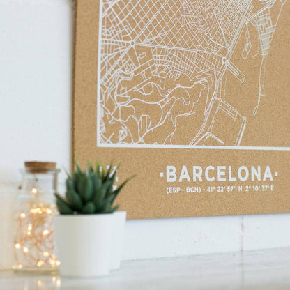Mapa de corcho - Woody Map Natural Barcelona - Misswood