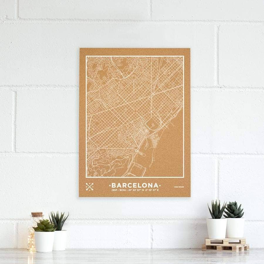 Mapa de corcho - Woody Map Natural Barcelona - Misswood