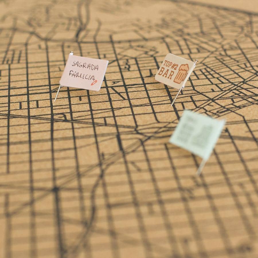 Mapa de corcho - Woody Map Natural Barcelona - Misswood