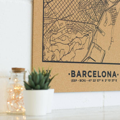 Mapa de corcho - Woody Map Natural Barcelona - Misswood