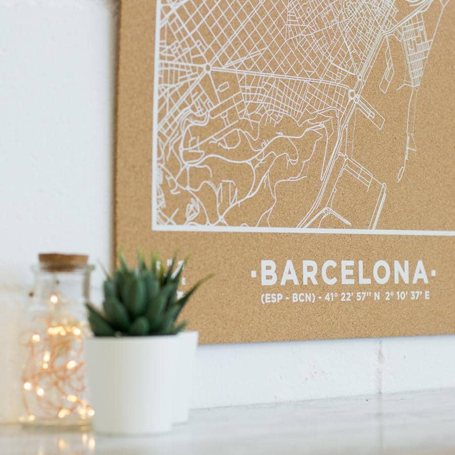 Mapa de corcho - Woody Map Natural Barcelona - Misswood