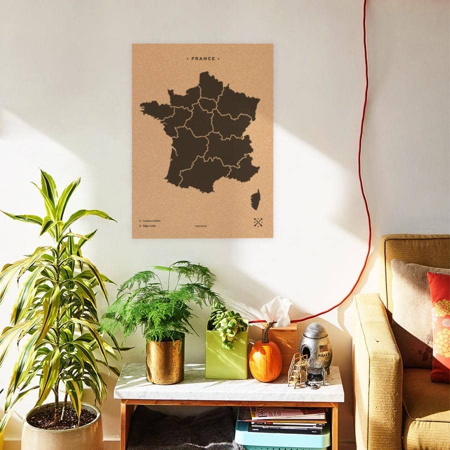 Mapa de corcho - Woody Map Natural Francia - Misswood
