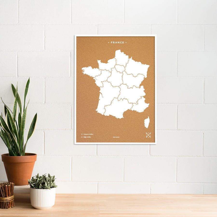 Mapa de corcho - Woody Map Natural Francia - Misswood