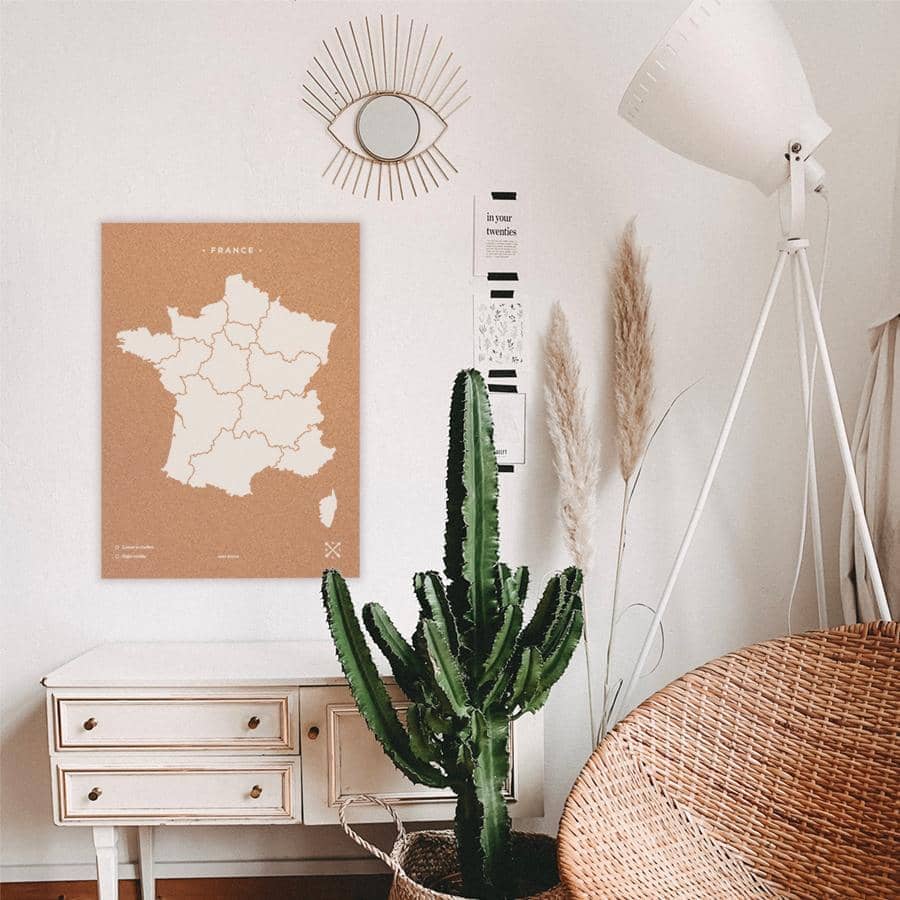 Mapa de corcho - Woody Map Natural Francia - Misswood