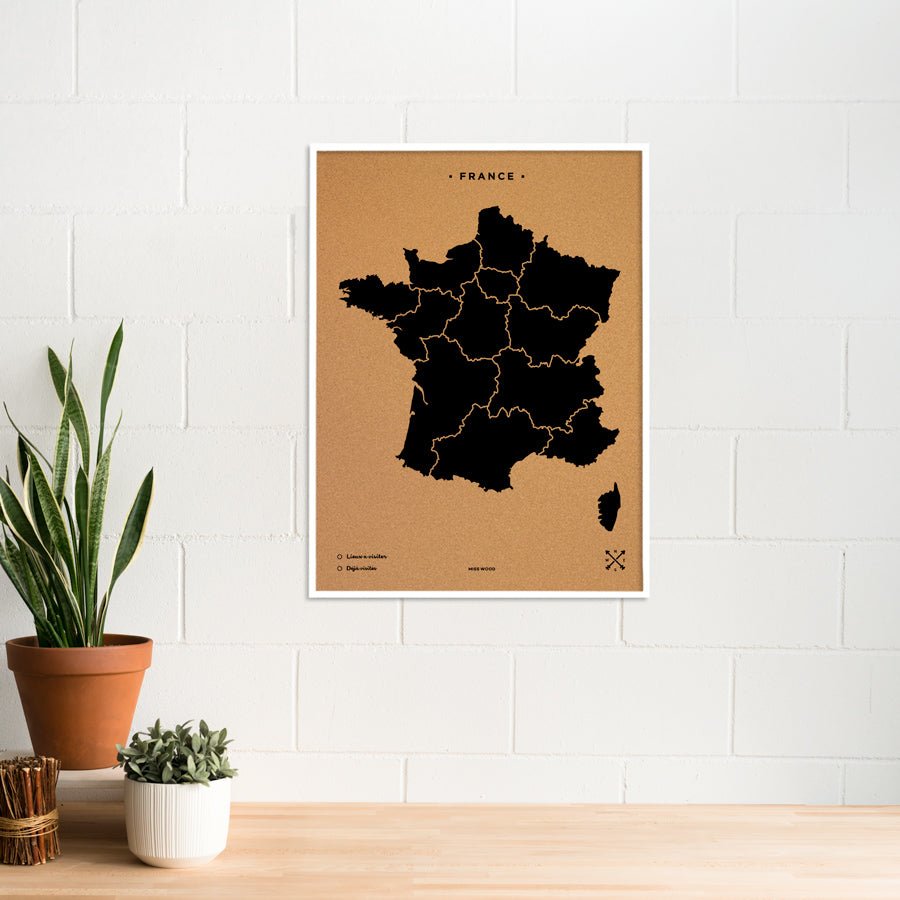 Mapa de corcho - Woody Map Natural Francia - Misswood