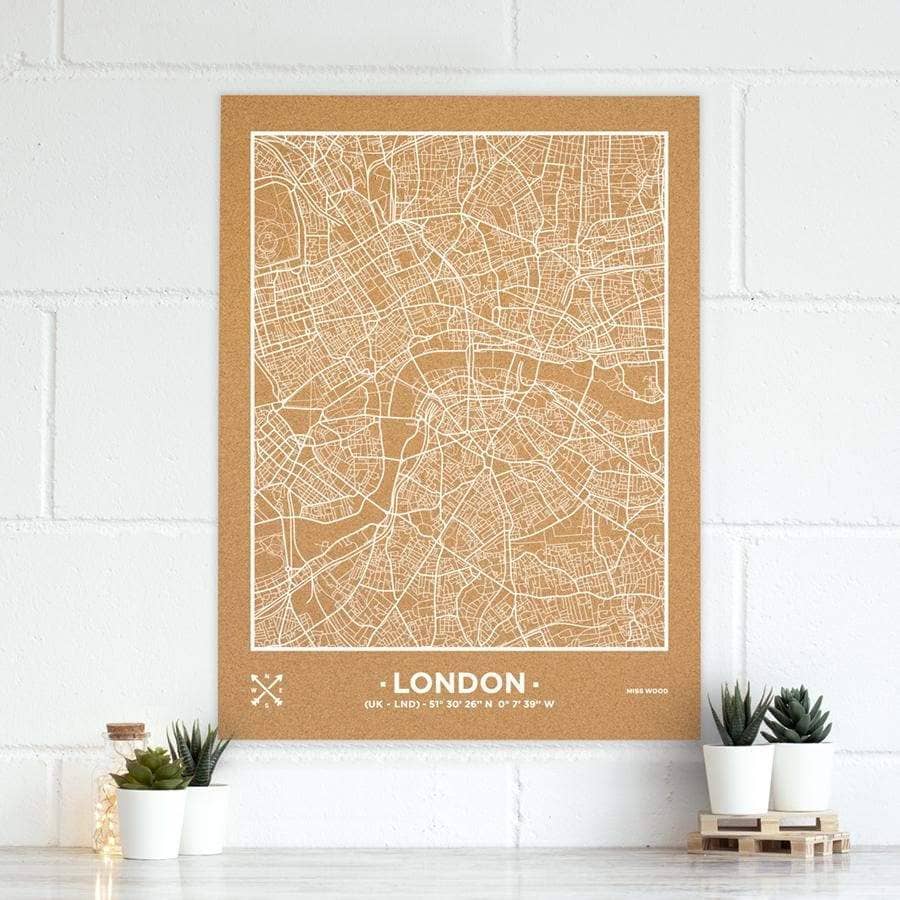 Mapa de corcho - Woody Map Natural Londres - Misswood