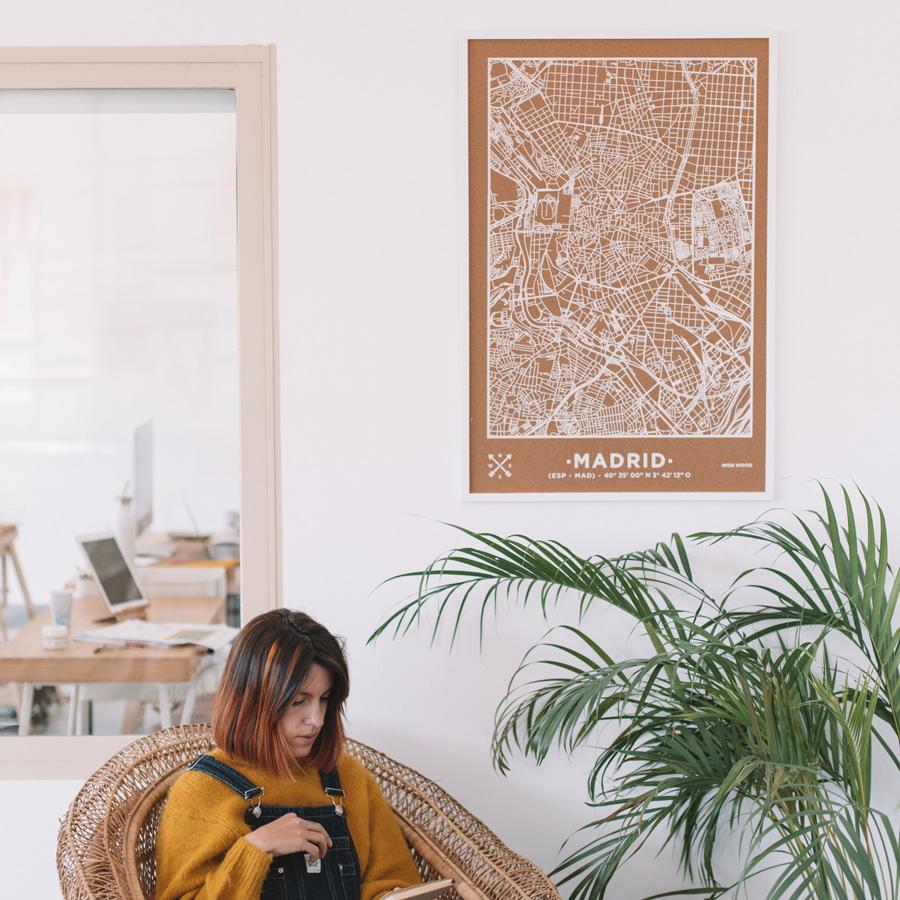 Mapa de corcho - Woody Map Natural Madrid - Misswood