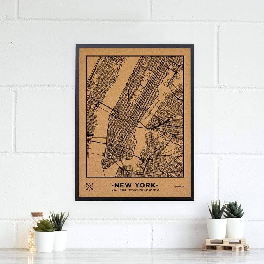 Mapa de corcho - Woody Map Natural Nueva York - Misswood