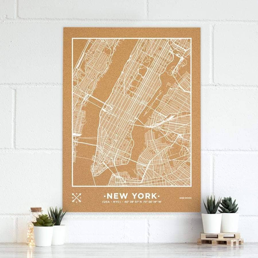 Mapa de corcho - Woody Map Natural Nueva York - Misswood