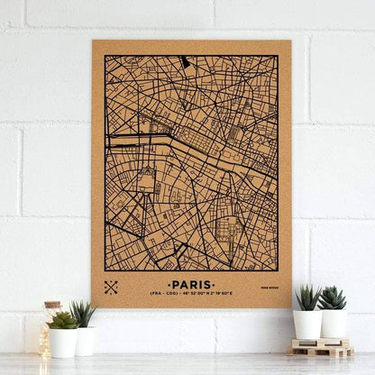 Mapa de corcho - Woody Map Natural Paris - Misswood