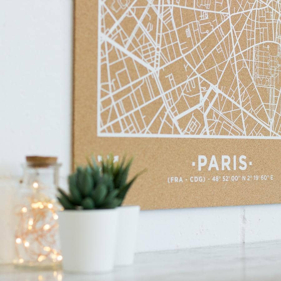Mapa de corcho - Woody Map Natural Paris - Misswood