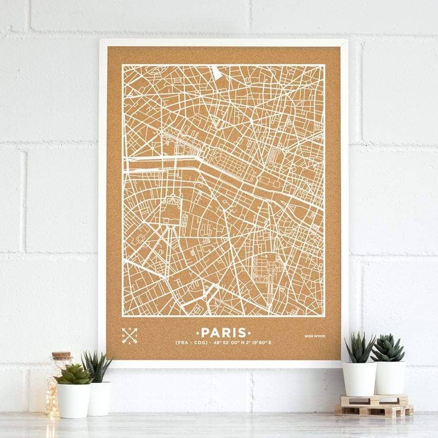 Mapa de corcho - Woody Map Natural Paris - Misswood