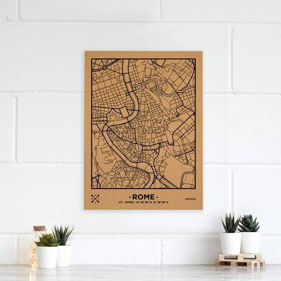 Mapa de corcho - Woody Map Natural Roma - Misswood