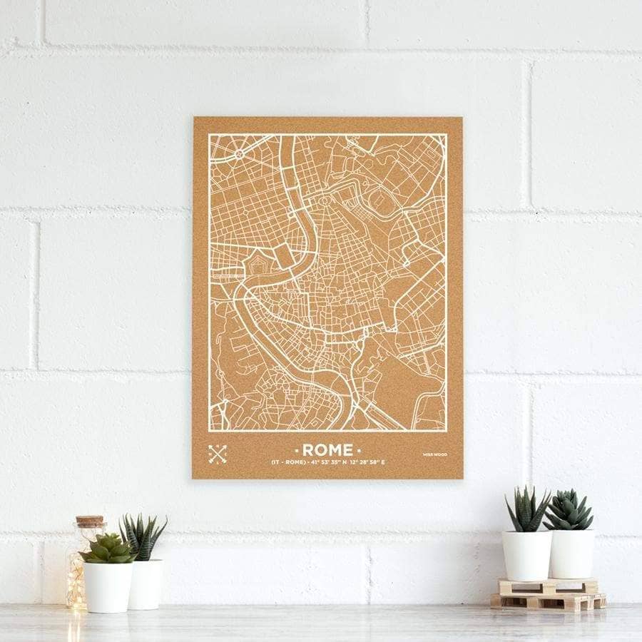 Mapa de corcho - Woody Map Natural Roma - Misswood