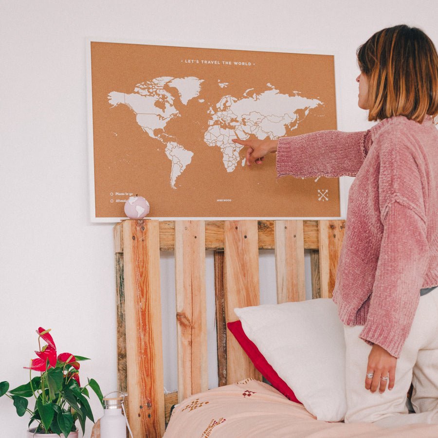 Mapamundi corcho - Woody Map Natural World - Misswood