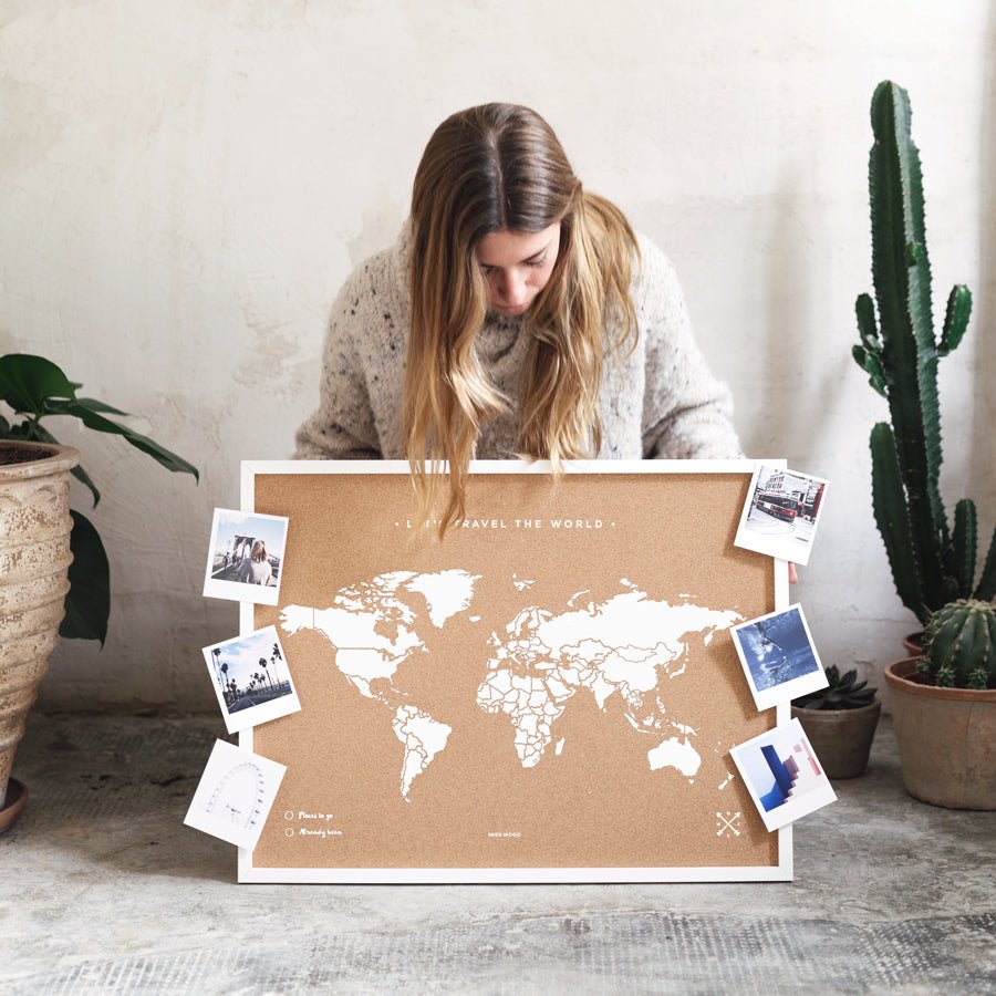 Mapamundi corcho - Woody Map Natural World - Misswood